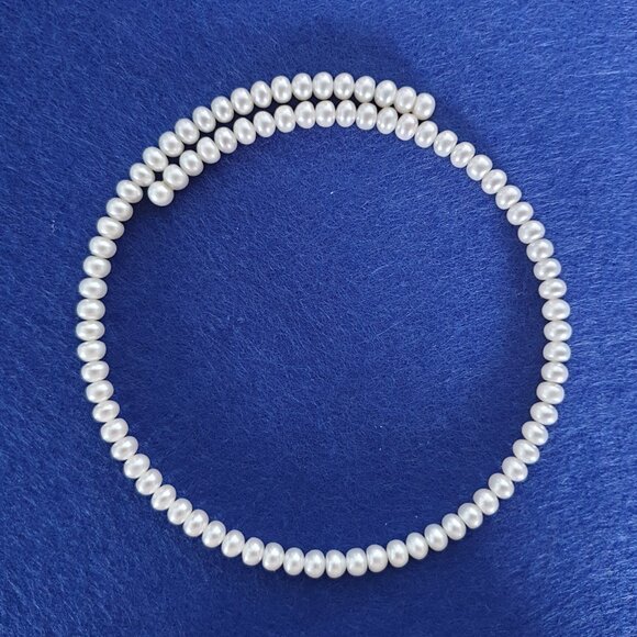 3 Strand Freshwater Pearl Choker Necklace Set White Ivory Pink 6mm Pearls - Picture 5 of 11